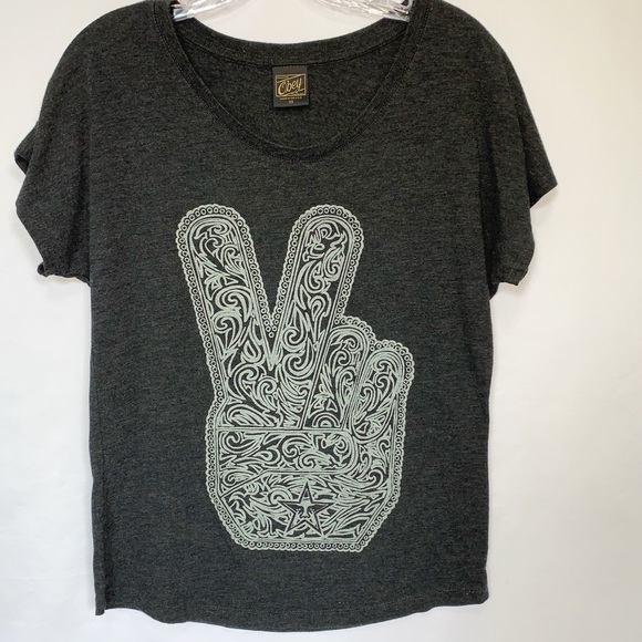 Obey Tops - Obey Peace Fingers Graphic Tee